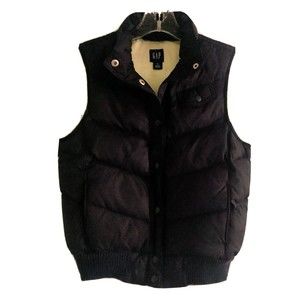 GAP WOMEN'S PUFFER VEST DOWN FILL SIZE XS EXTRA SMALL FULL ZIP BLACK